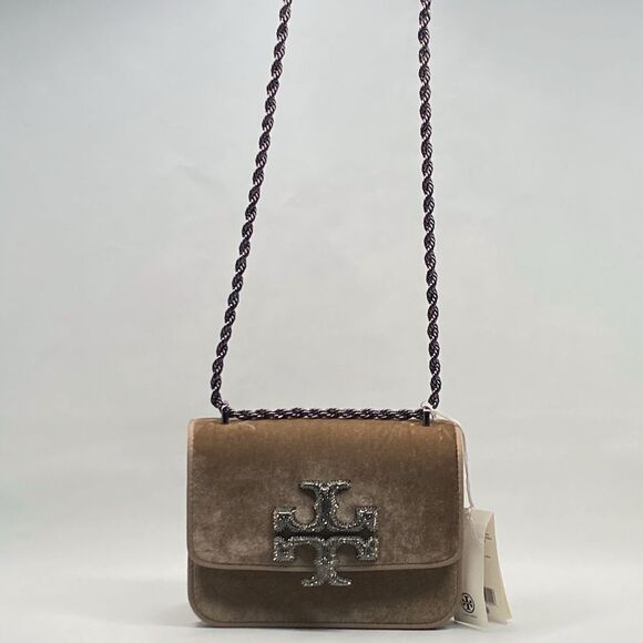 Tory Burch Eleanor Velvet Pavé Logo Small Convertible Shoulder Bag - Picture 16 of 16